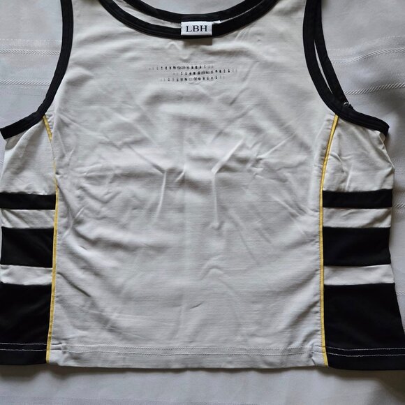 Women's Size Large LBH Activewear 2pc Set Black & White W/Yellow - Picture 8 of 10